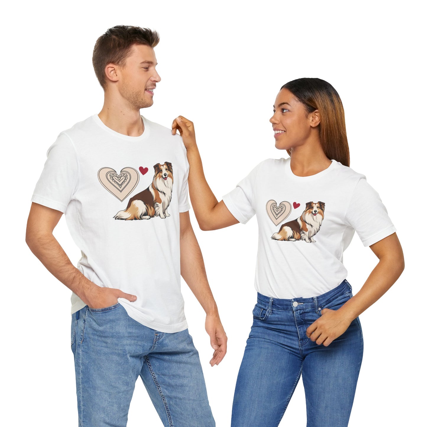 Valentine’s Day T-Shirts for Active Dog Owners – Outdoor Adventures & Love for Dogs – SHELTIE SHETLAND SHEEPDOG 5