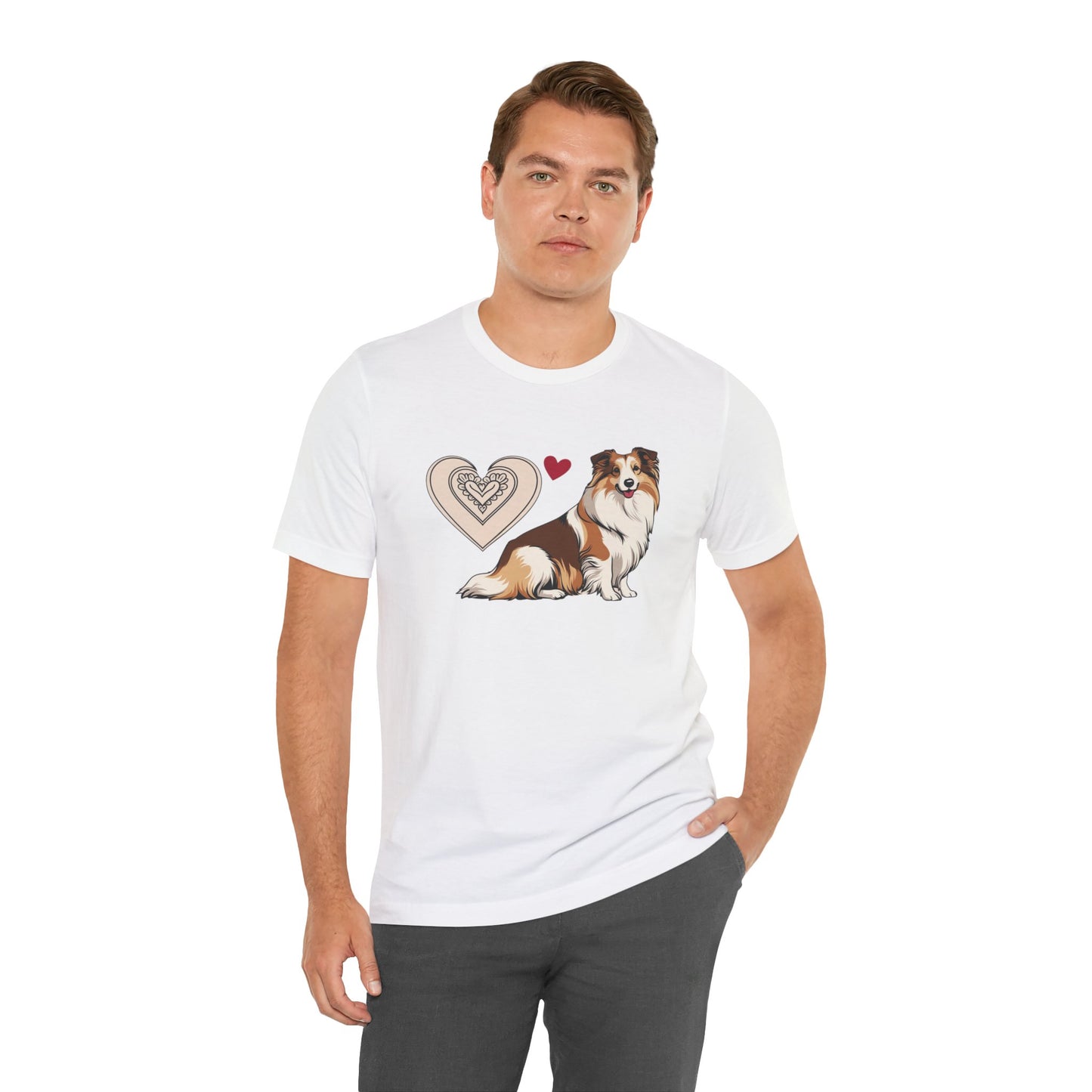 Valentine’s Day T-Shirts for Active Dog Owners – Outdoor Adventures & Love for Dogs – SHELTIE SHETLAND SHEEPDOG 5