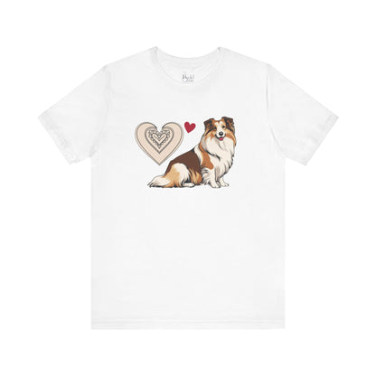 Valentine’s Day T-Shirts for Active Dog Owners – Outdoor Adventures & Love for Dogs – SHELTIE SHETLAND SHEEPDOG 5