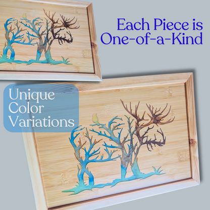 The Blended Oasis - Handcrafted Resin Caribou Elk Wall Art with Color Variations