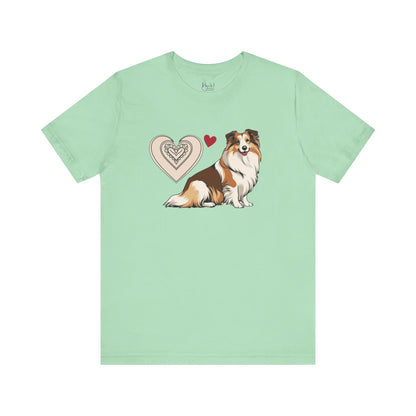 Valentine’s Day T-Shirts for Active Dog Owners – Outdoor Adventures & Love for Dogs – SHELTIE SHETLAND SHEEPDOG 5