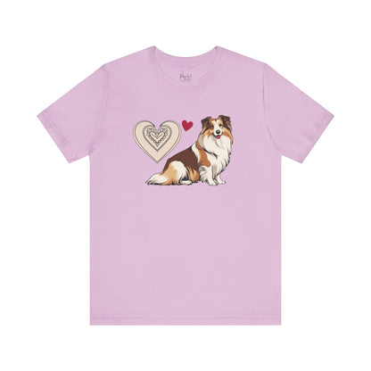 Valentine’s Day T-Shirts for Active Dog Owners – Outdoor Adventures & Love for Dogs – SHELTIE SHETLAND SHEEPDOG 5