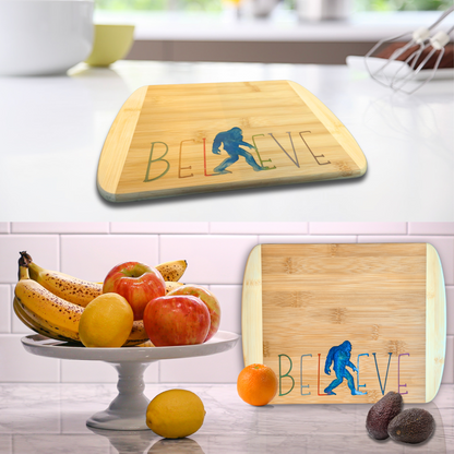 THE BLENDED OASIS - Bamboo Cutting Board - PNW Pacific Northwest Epoxy Resin Designs (Sasquatch) - Epoxy Resin Inlay