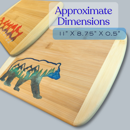 THE BLENDED OASIS - Bamboo Cutting Board - Earthly Creations Epoxy Resin Designs (Mountain Bear) - Epoxy Resin Inlay