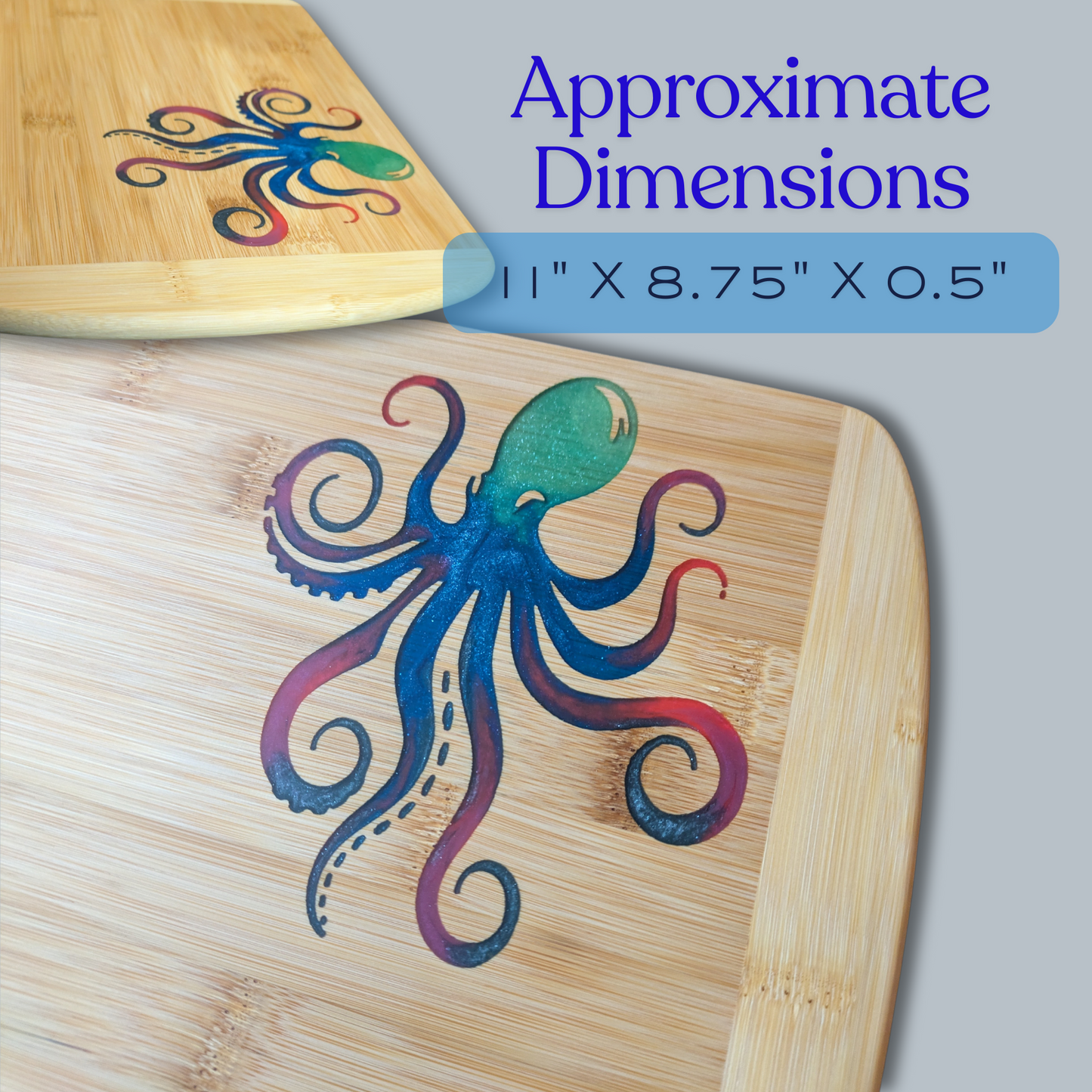 THE BLENDED OASIS - Bamboo Cutting Board - Marine Life Epoxy Resin Designs (Orca 1) - Epoxy Resin Inlay