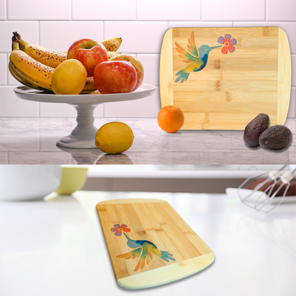 THE BLENDED OASIS - Bamboo Cutting Board - PNW Pacific Northwest Epoxy Resin Designs (Hummingbird) - Epoxy Resin Inlay