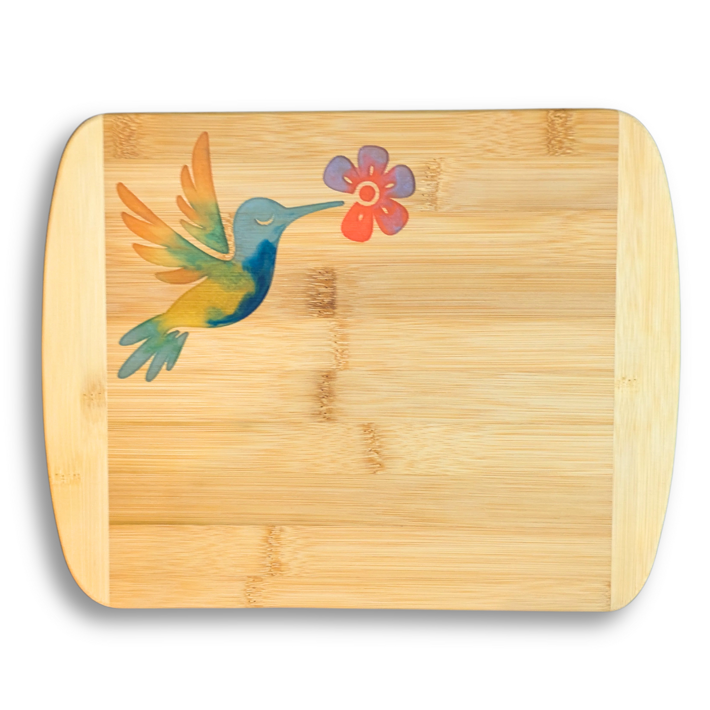 THE BLENDED OASIS - Bamboo Cutting Board - PNW Pacific Northwest Epoxy Resin Designs (Hummingbird) - Epoxy Resin Inlay