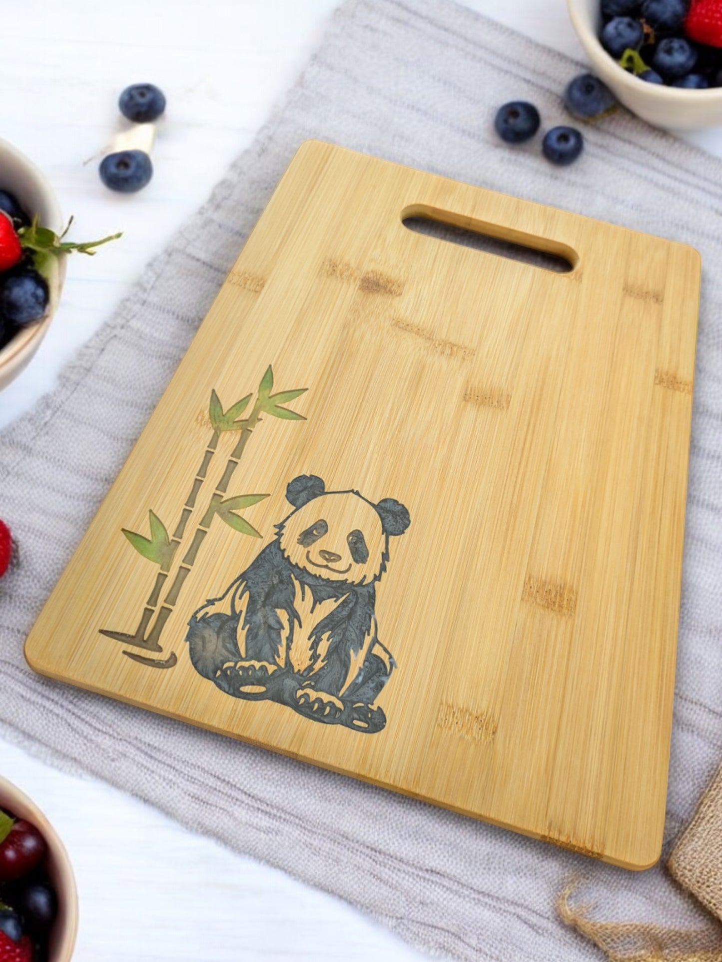 Panda Resin Inlay - Serving Cutting Charcuterie Board- 13 x 9.5 x .44 inches