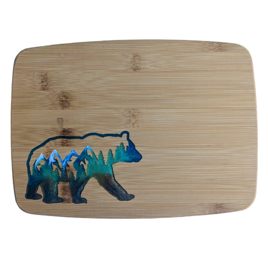 Nature's Majesty: Bear Bamboo Serving Cutting Board - 11 x 8 x .625 inches