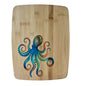 Bamboo Serving Cutting Board with Octopus Epoxy Resin Inlay - 13 x 10 x .625 inches